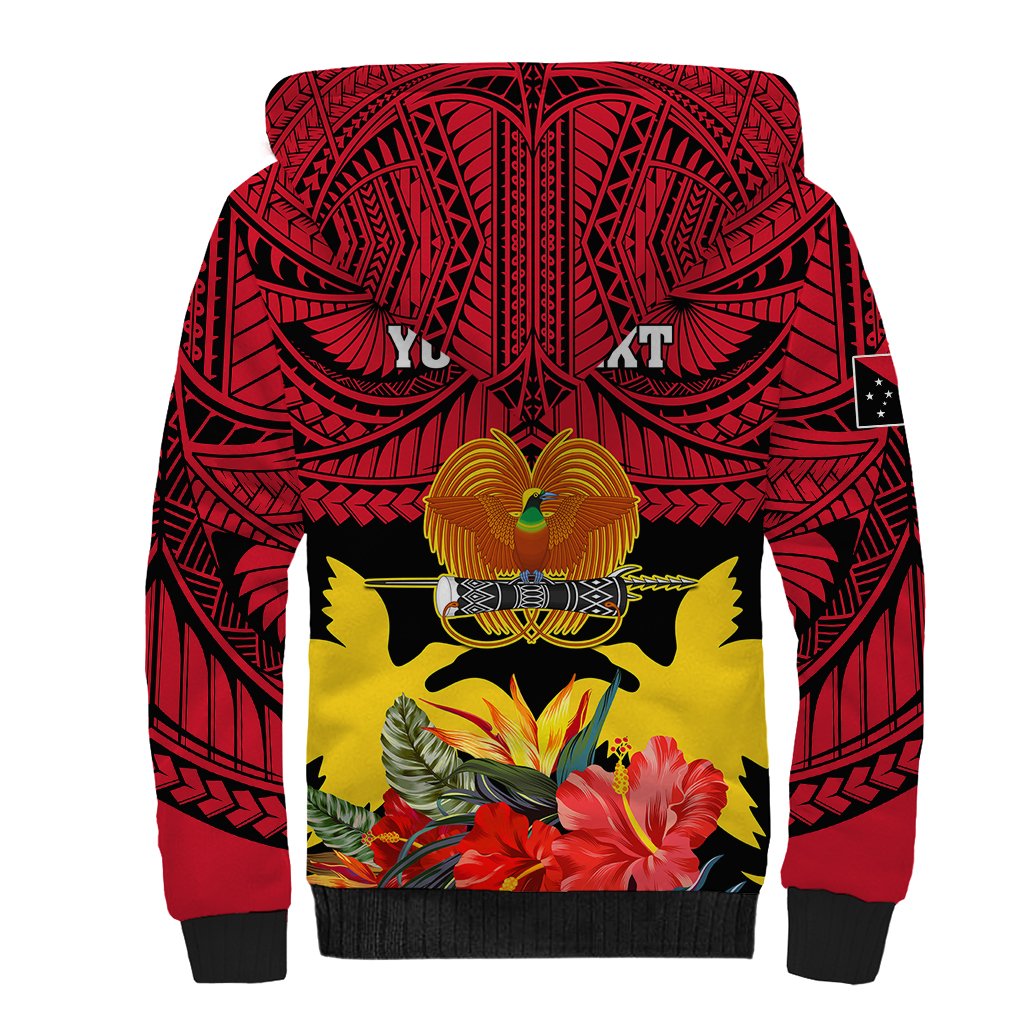 Personalised Papua New Guinea Sherpa Hoodie Bird Of Paradise Mix Polynesian Pattern LT01 - Polynesian Pride