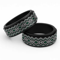 Aotearoa Green Taniko Pattern Special Spinner Ring - Polynesian Pride