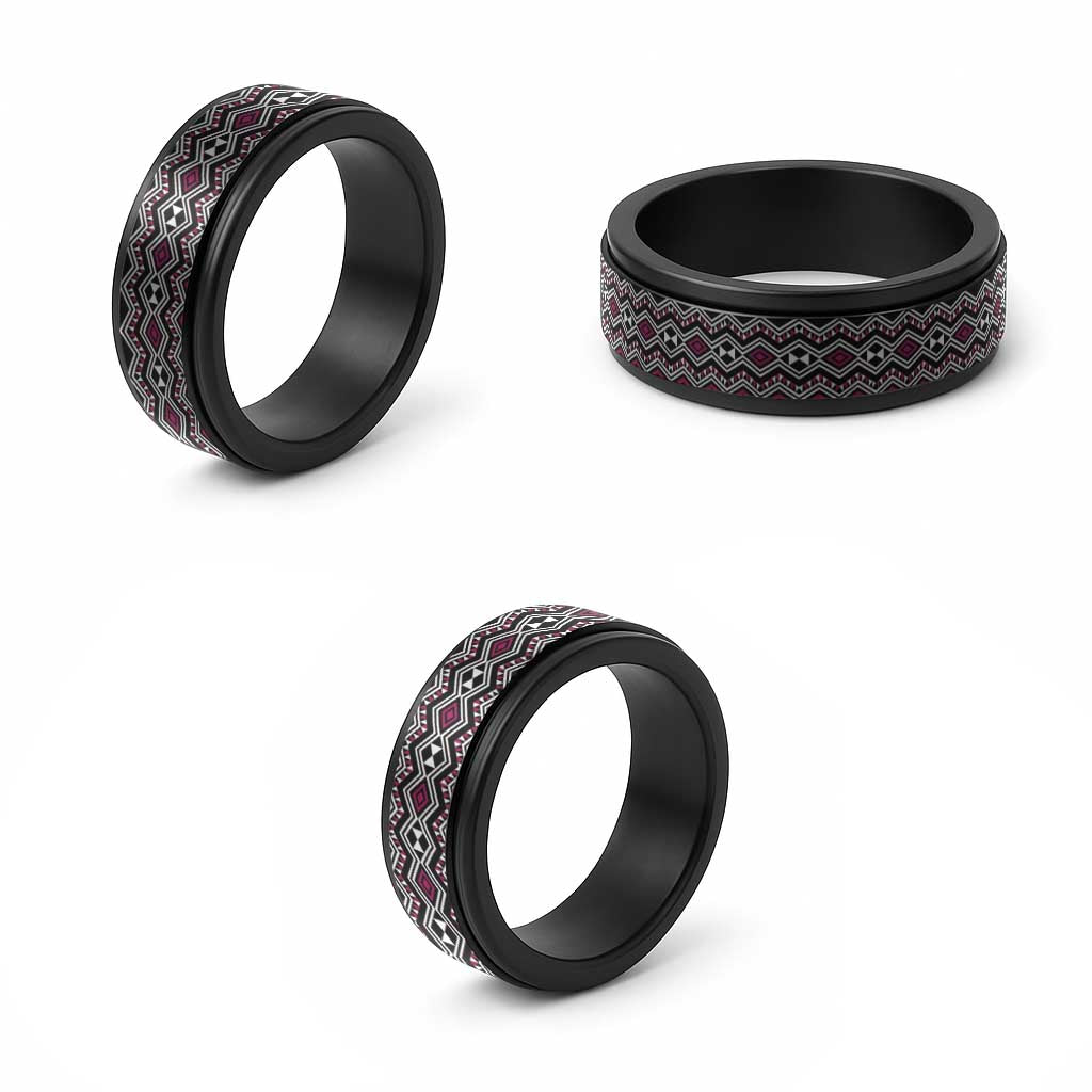 Aotearoa Pink Taniko Pattern Special Spinner Ring - Polynesian Pride