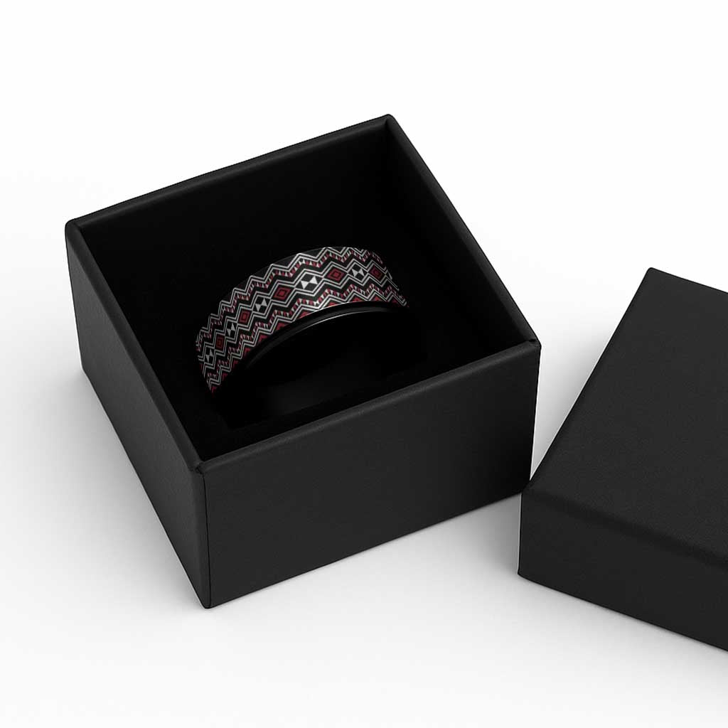Aotearoa Red Taniko Pattern Special Spinner Ring - Polynesian Pride