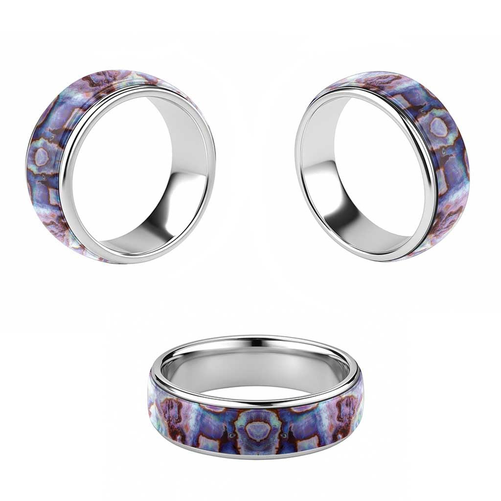Purple Pastel Paua Shell Pattern Unique Classic Ring - Polynesian Pride