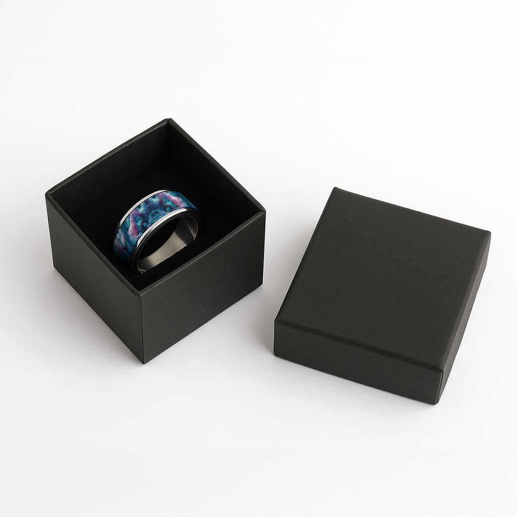 Turquoise Pink Paua Shell Pattern Unique Classic Ring - Polynesian Pride