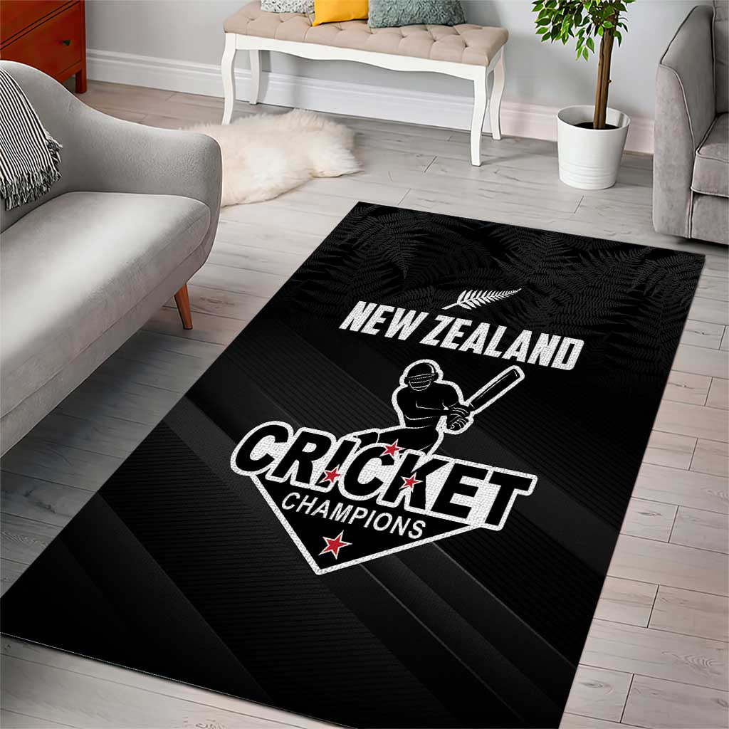 New Zealand Cricket Area Rug Aotearoa Black Cap Come On