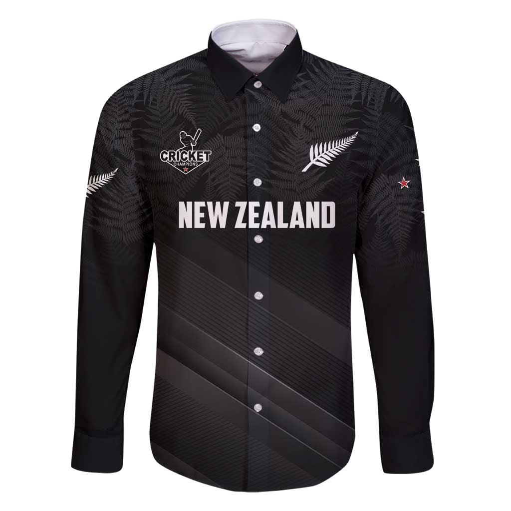 Custom New Zealand Cricket Family Matching Off Shoulder Maxi Dress and Hawaiian Shirt Aotearoa Black Cap Come On LT01 Dad's Shirt - Long Sleeve Black - Polynesian Pride
