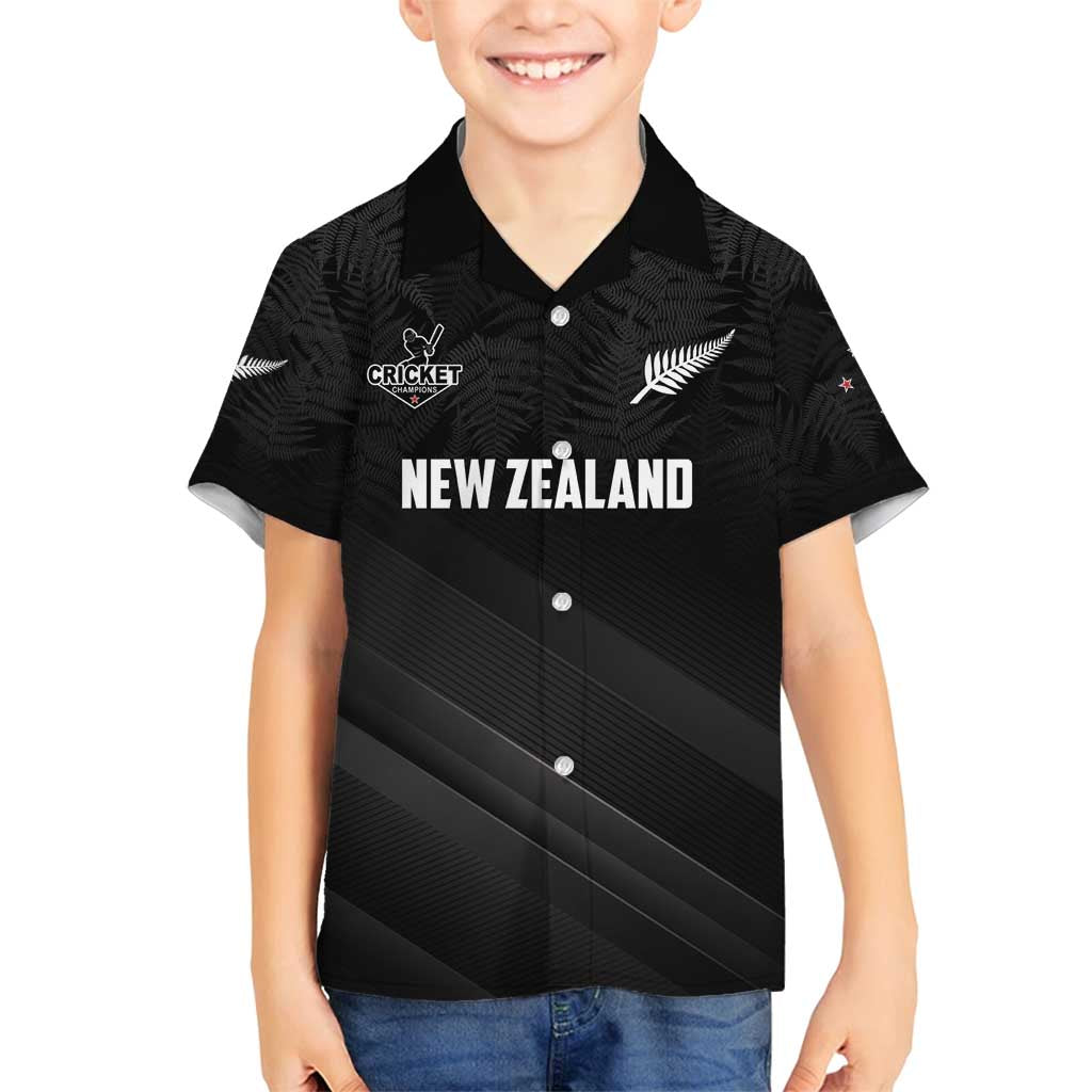 Custom New Zealand Cricket Family Matching Off Shoulder Maxi Dress and Hawaiian Shirt Aotearoa Black Cap Come On LT01 Son's Shirt Black - Polynesian Pride