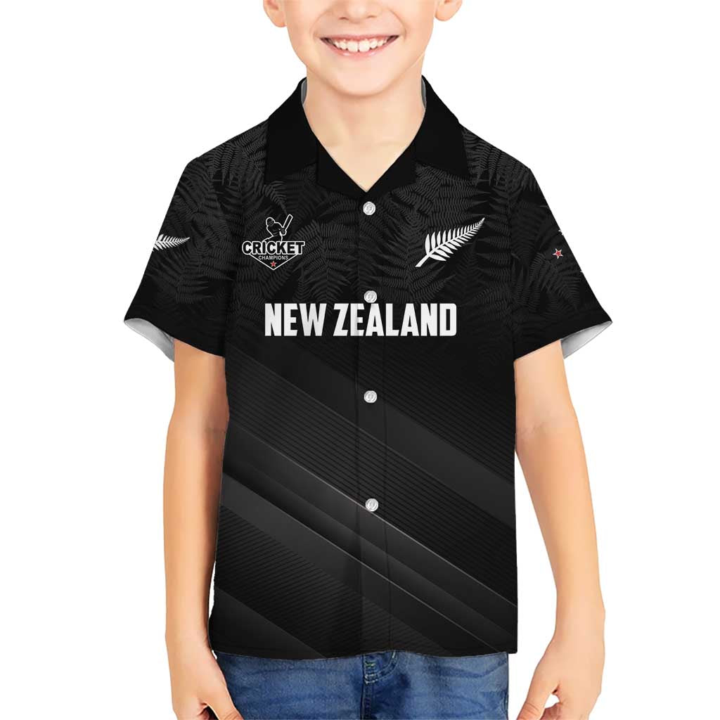 Custom New Zealand Cricket Kid Hawaiian Shirt Aotearoa Black Cap Come On