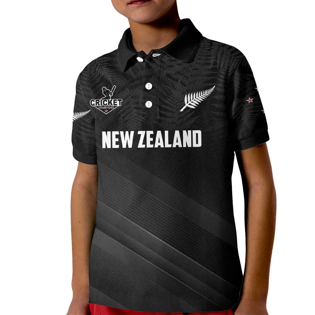 Custom New Zealand Cricket Kid Polo Shirt Aotearoa Black Cap Come On