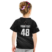 Custom New Zealand Cricket Kid T Shirt Aotearoa Black Cap Come On