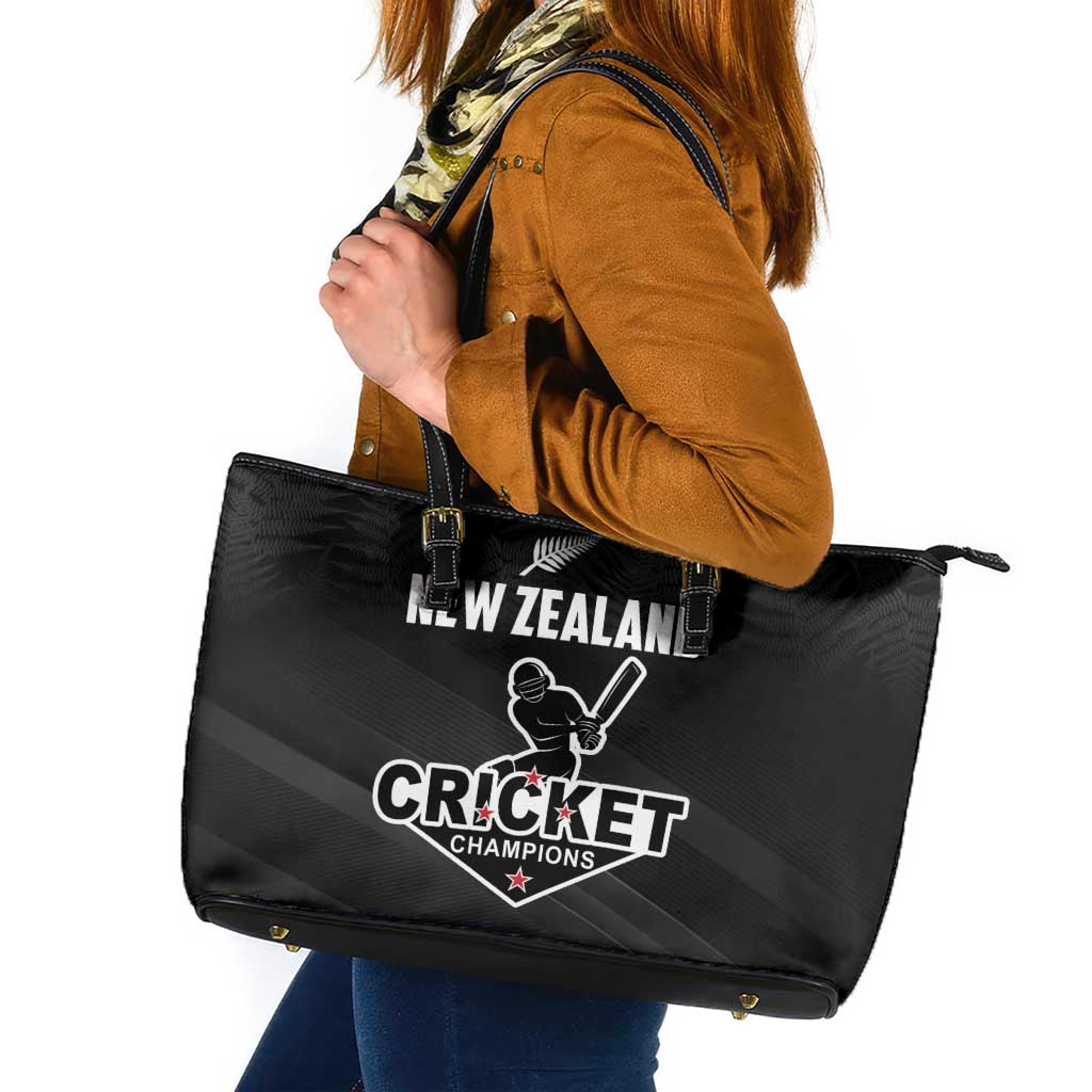 New Zealand Cricket Leather Tote Bag Aotearoa Black Cap Come On LT01 Black - Polynesian Pride