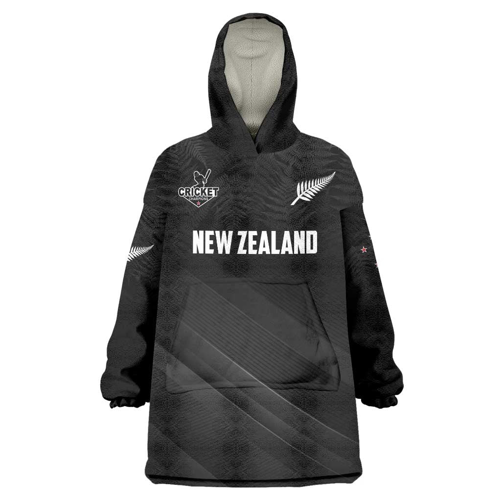 Custom New Zealand Cricket Wearable Blanket Hoodie Aotearoa Black Cap Come On
