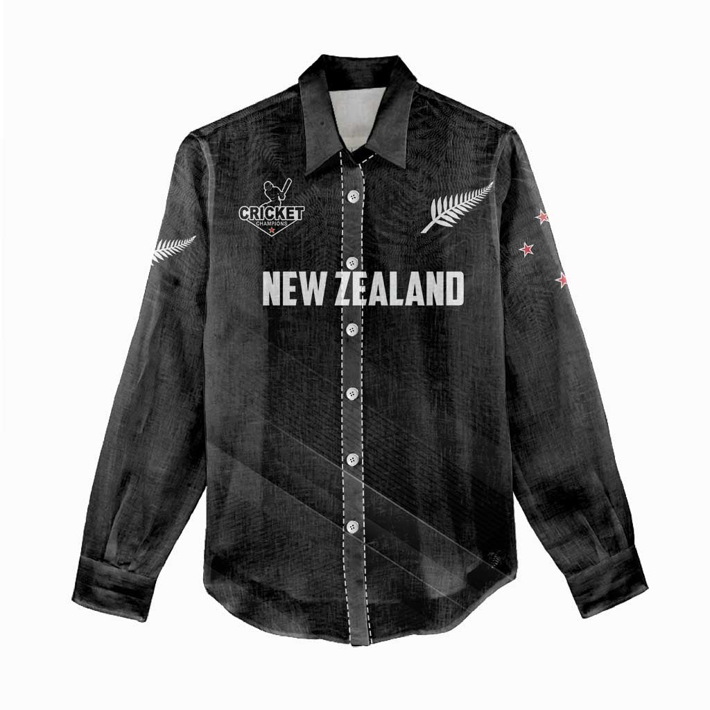 Custom New Zealand Cricket Women Casual Shirt Aotearoa Black Cap Come On