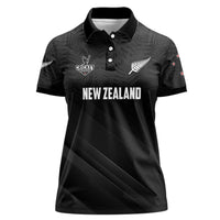 Custom New Zealand Cricket Women Polo Shirt Aotearoa Black Cap Come On