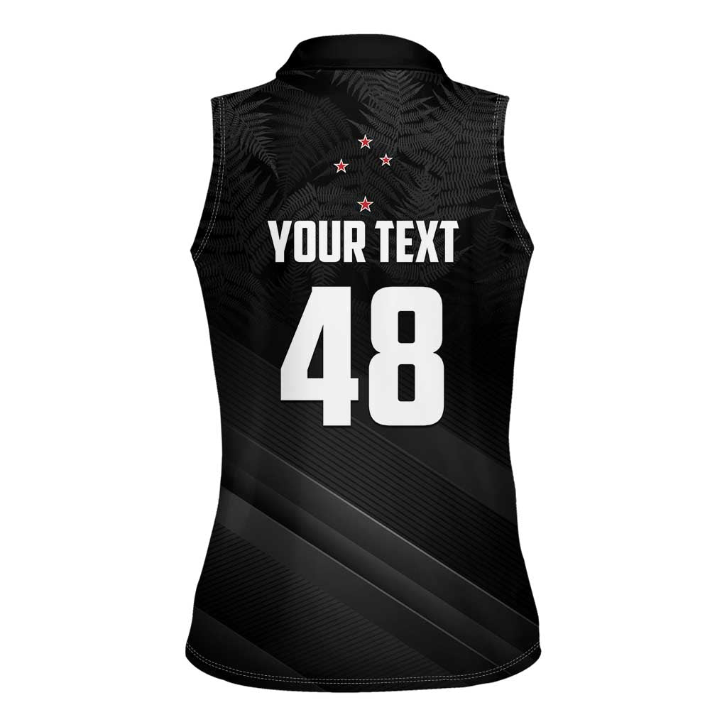 Custom New Zealand Cricket Women Sleeveless Polo Shirt Aotearoa Black Cap Come On LT01 - Polynesian Pride