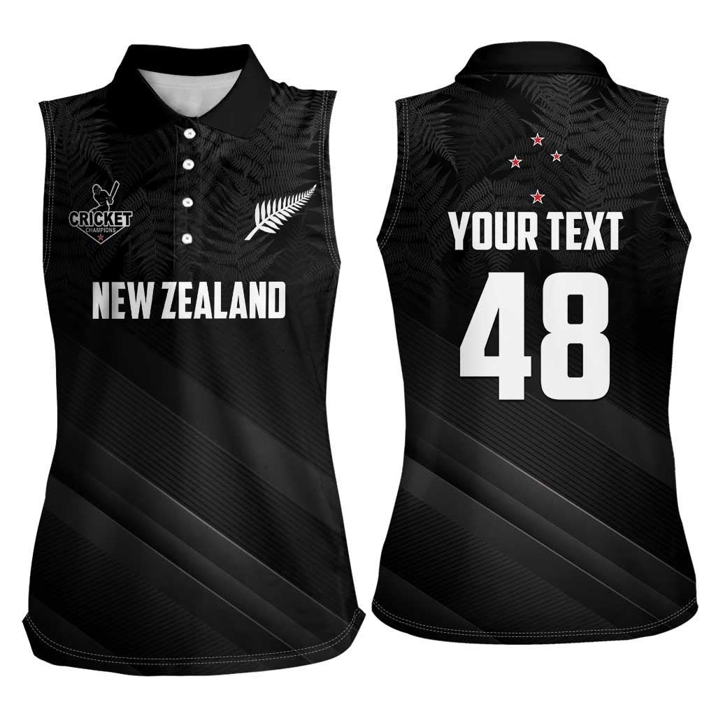 Custom New Zealand Cricket Women Sleeveless Polo Shirt Aotearoa Black Cap Come On LT01 - Polynesian Pride