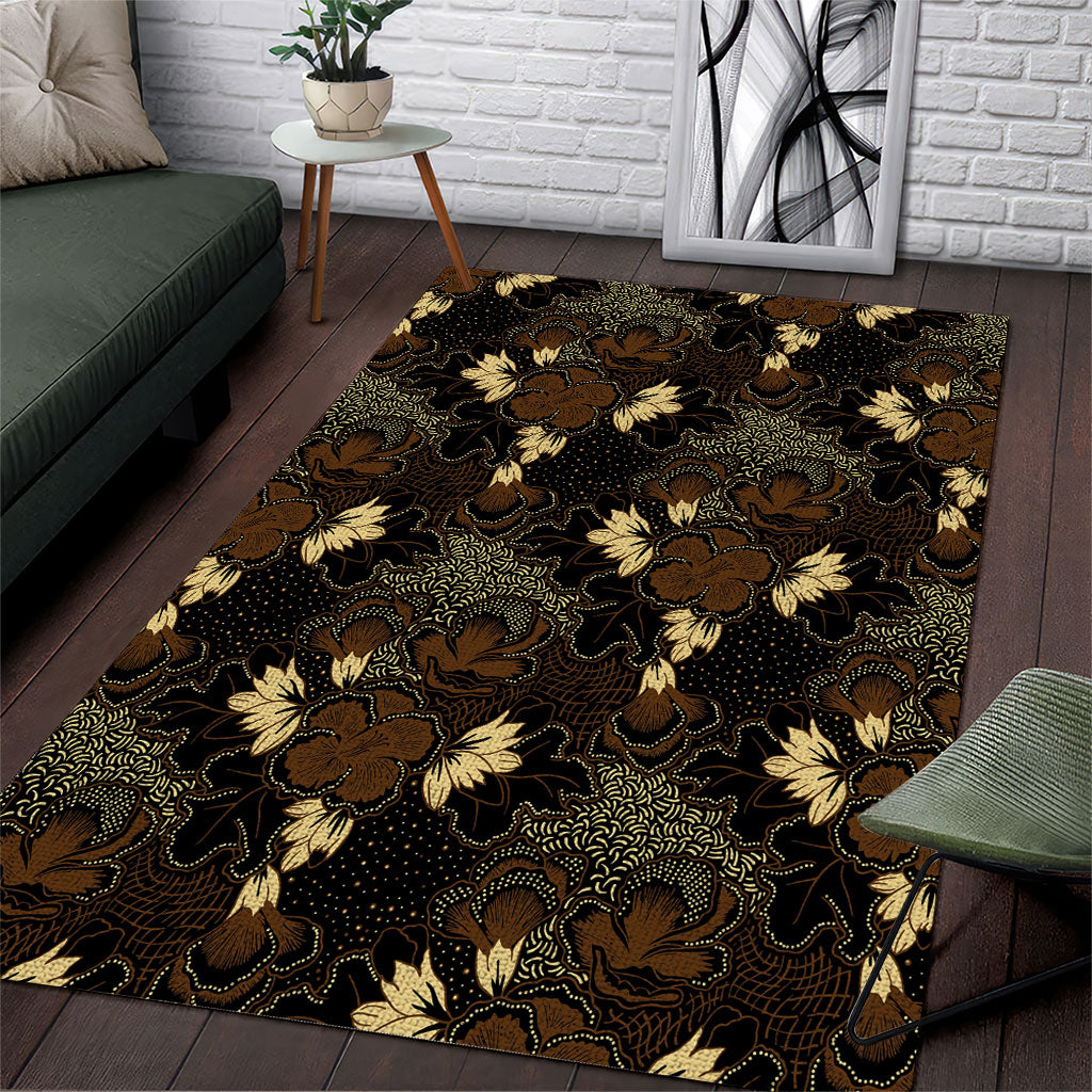 Javanese Batik Semen Area Rug Indonesian Traditional Pattern LT01 Black - Polynesian Pride