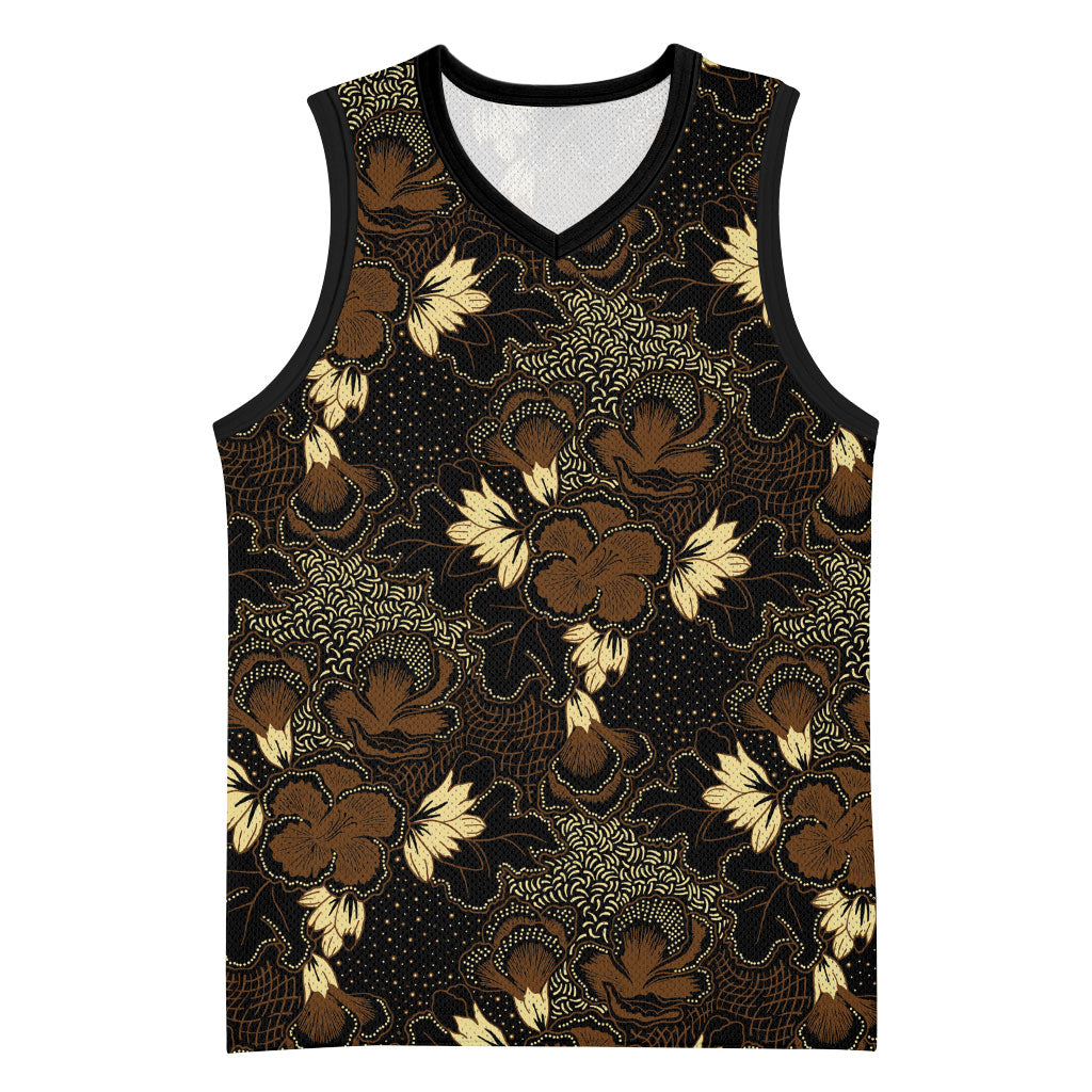 Javanese Batik Semen Basketball Jersey Indonesian Traditional Pattern LT01 Unisex Black - Polynesian Pride