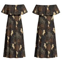 Javanese Batik Semen Couples Matching Off Shoulder Maxi Dress and Long Sleeve Button Shirt Indonesian Traditional Pattern LT01 - Polynesian Pride