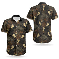 Javanese Batik Semen Couples Matching Off Shoulder Short Dress and Hawaiian Shirt Indonesian Traditional Pattern LT01 - Polynesian Pride