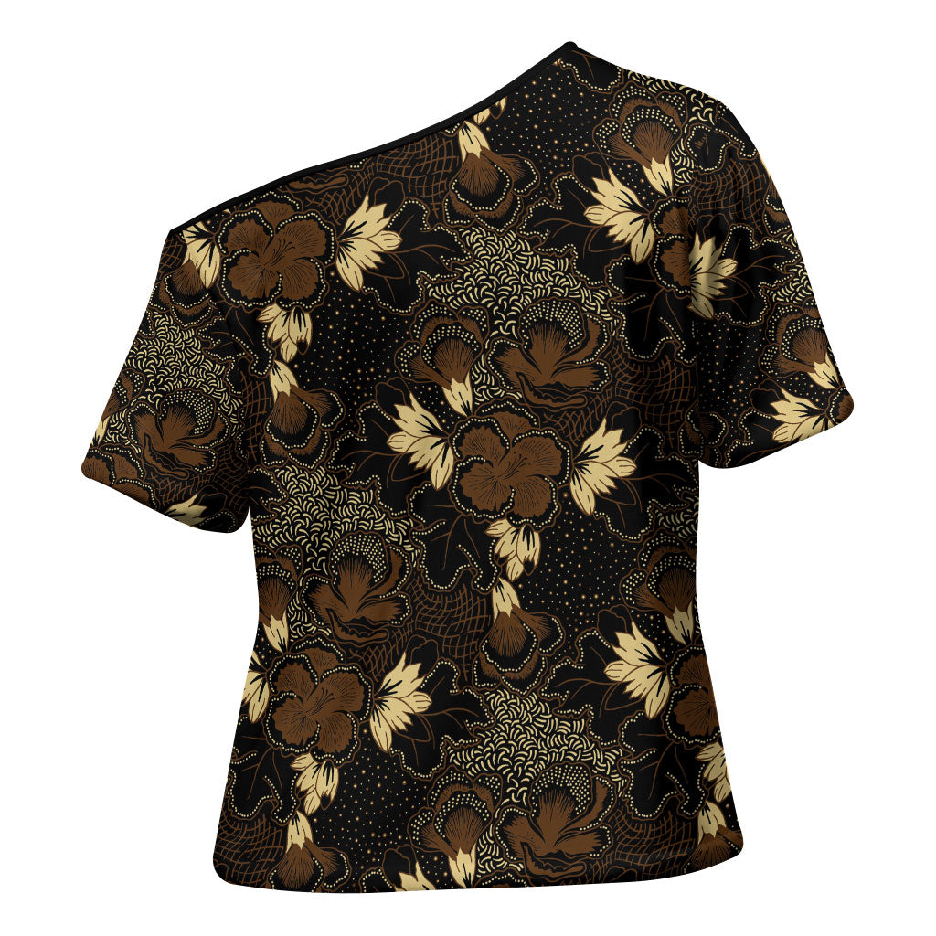 Javanese Batik Semen Cross Shoulder Shirt Indonesian Traditional Pattern LT01 - Polynesian Pride
