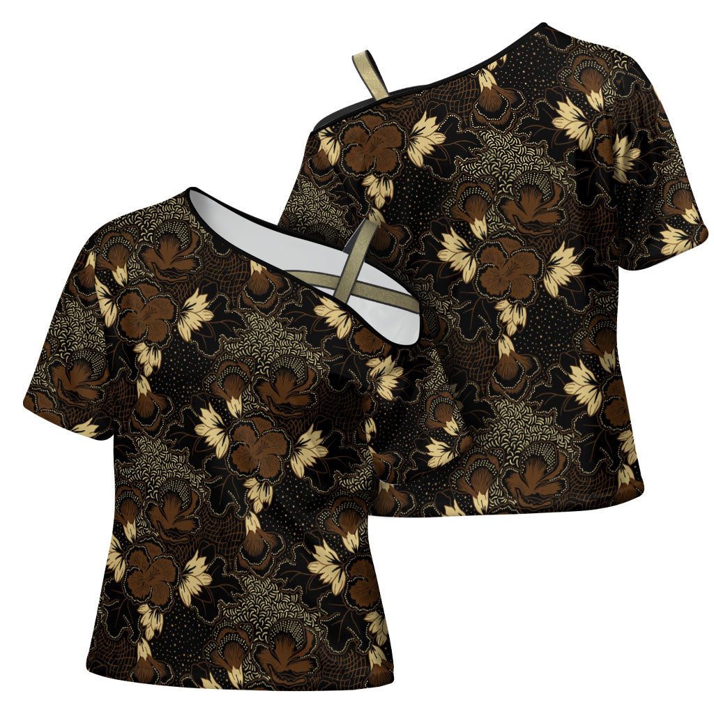 Javanese Batik Semen Cross Shoulder Shirt Indonesian Traditional Pattern LT01 - Polynesian Pride