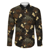 Javanese Batik Semen Family Matching Mermaid Dress and Hawaiian Shirt Indonesian Traditional Pattern LT01 Dad's Shirt - Long Sleeve Black - Polynesian Pride