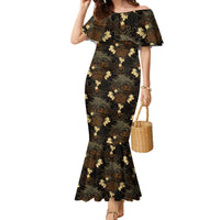 Javanese Batik Semen Family Matching Mermaid Dress and Hawaiian Shirt Indonesian Traditional Pattern LT01 Mom's Dress Black - Polynesian Pride