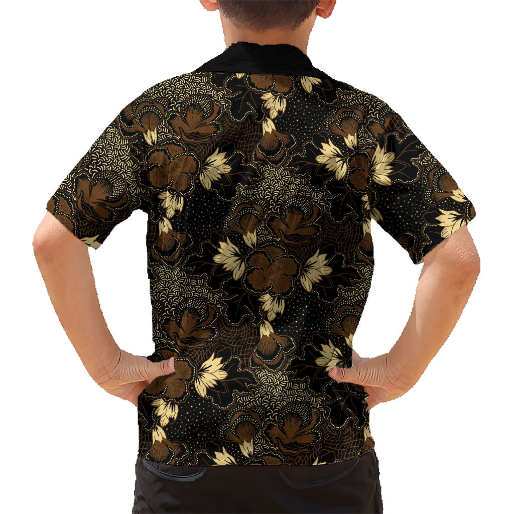 Javanese Batik Semen Family Matching Off The Shoulder Long Sleeve Dress and Hawaiian Shirt Indonesian Traditional Pattern LT01 - Polynesian Pride