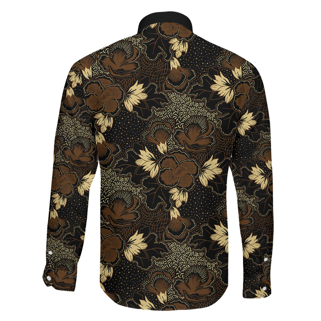 Javanese Batik Semen Family Matching Off The Shoulder Long Sleeve Dress and Hawaiian Shirt Indonesian Traditional Pattern LT01 - Polynesian Pride