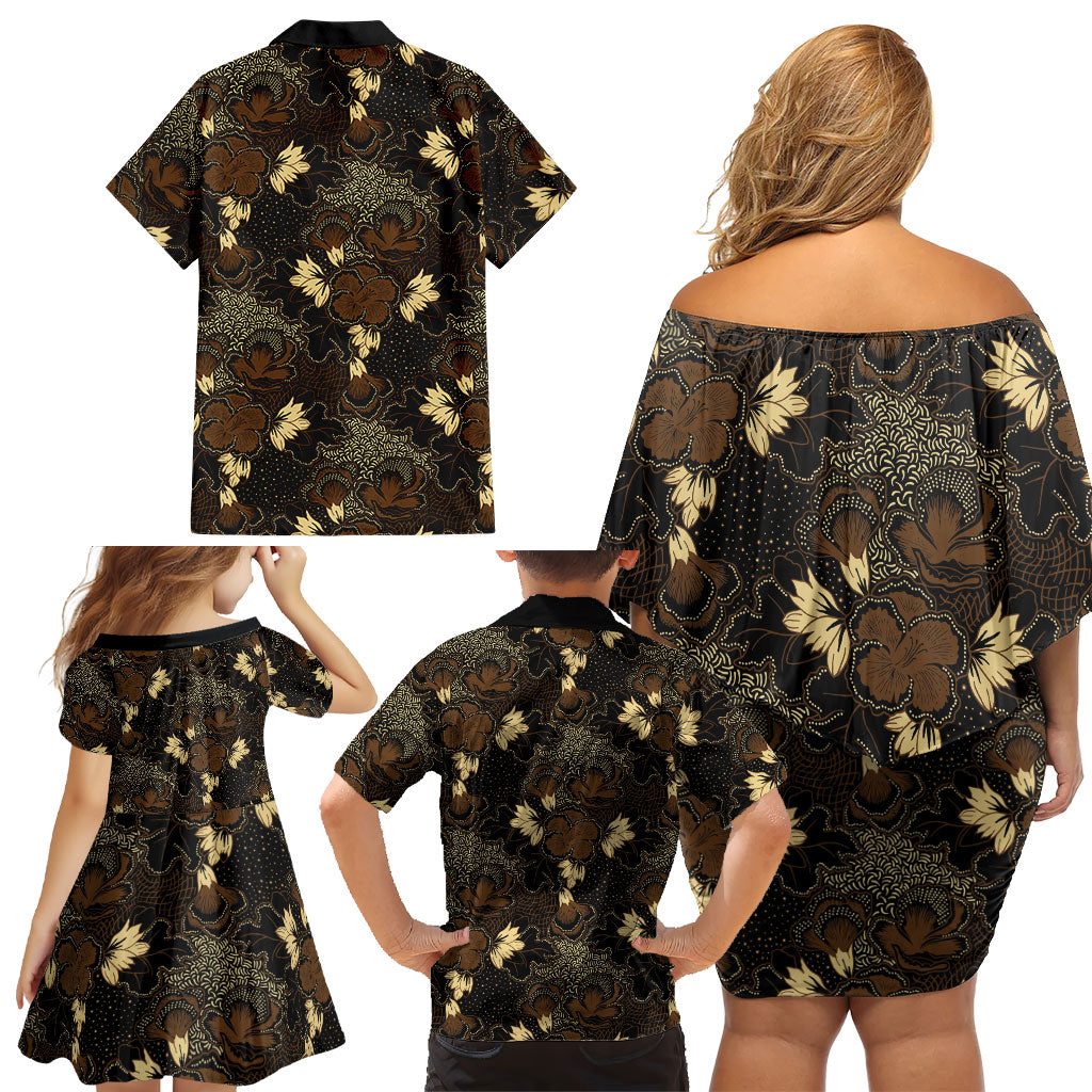 Javanese Batik Semen Family Matching Off Shoulder Short Dress and Hawaiian Shirt Indonesian Traditional Pattern LT01 - Polynesian Pride