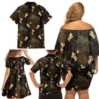 Javanese Batik Semen Family Matching Off Shoulder Short Dress and Hawaiian Shirt Indonesian Traditional Pattern LT01 - Polynesian Pride