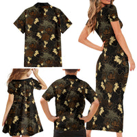 Javanese Batik Semen Family Matching Short Sleeve Bodycon Dress and Hawaiian Shirt Indonesian Traditional Pattern LT01 - Polynesian Pride
