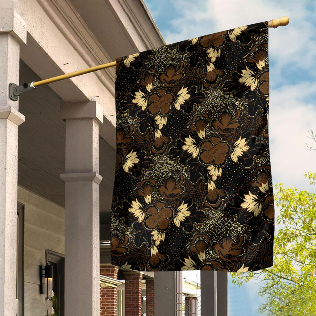 Javanese Batik Semen Garden Flag Indonesian Traditional Pattern LT01 House Flag Black - Polynesian Pride