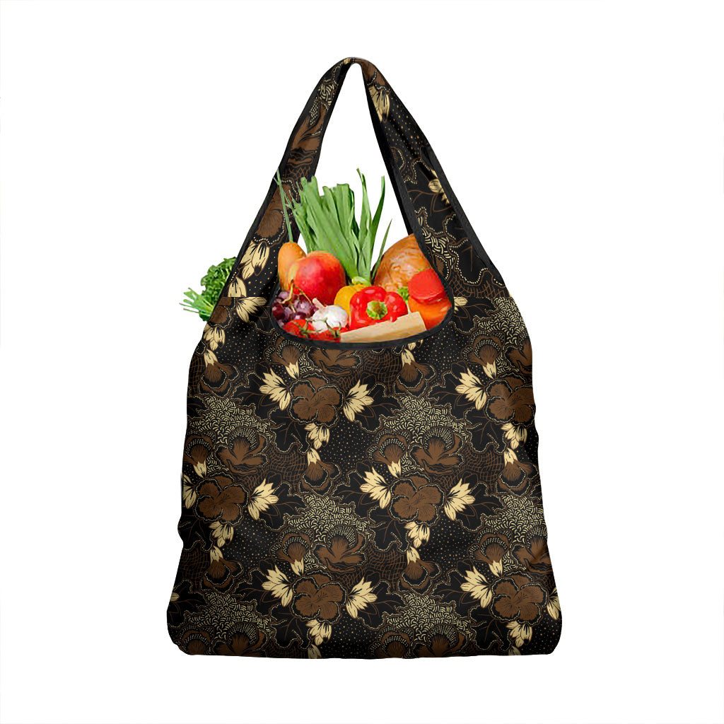 Javanese Batik Semen Grocery Bag Indonesian Traditional Pattern LT01 1-pack One Size Black - Polynesian Pride