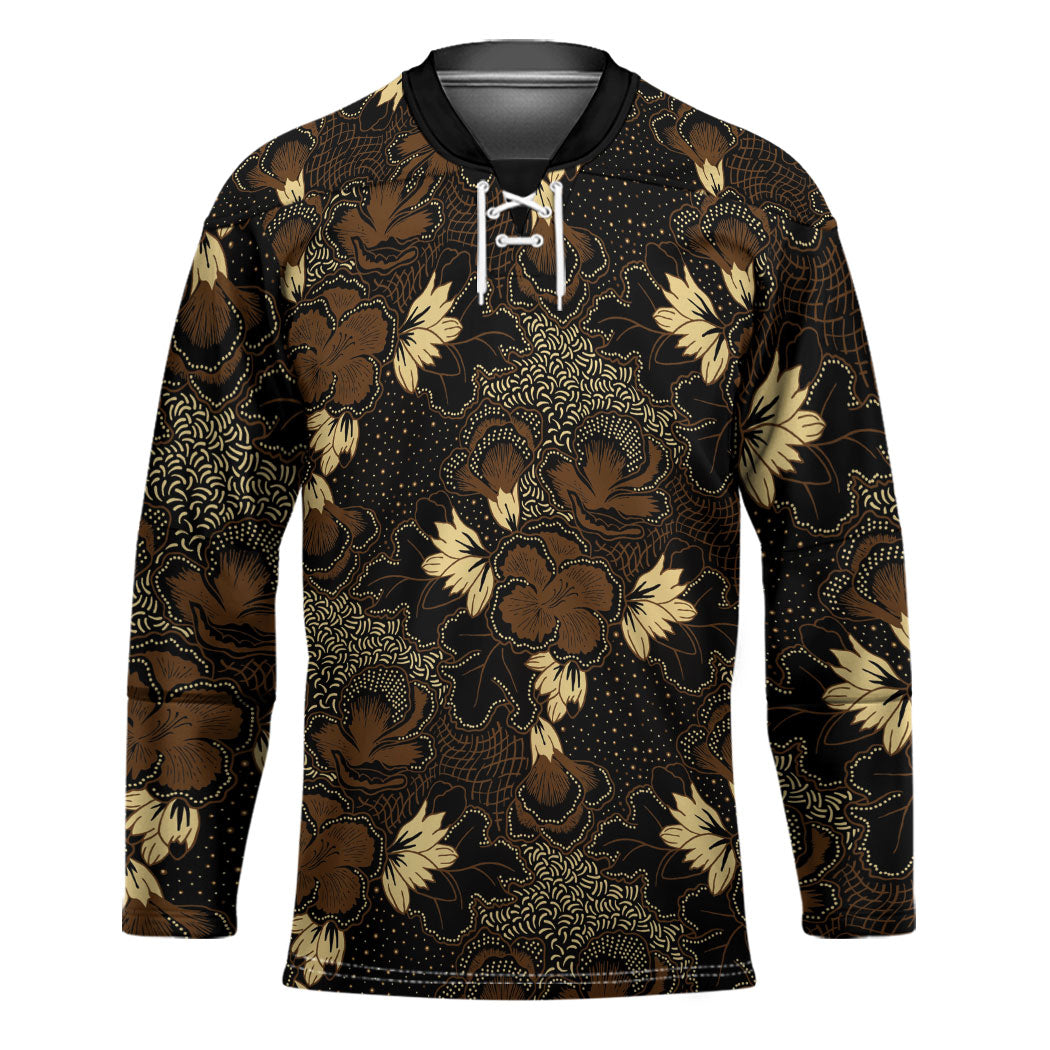 Javanese Batik Semen Hockey Jersey Indonesian Traditional Pattern LT01 Unisex Black - Polynesian Pride