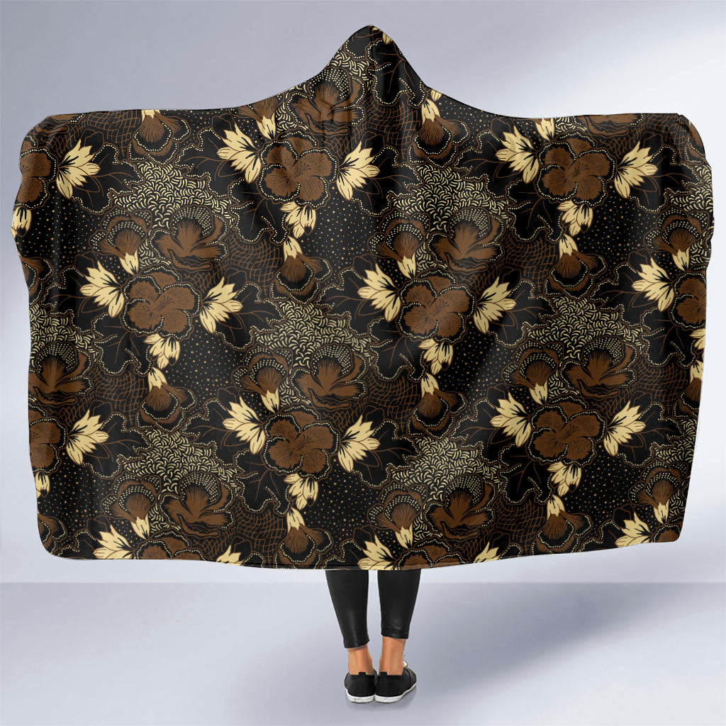 Javanese Batik Semen Hooded Blanket Indonesian Traditional Pattern LT01 One Size Black - Polynesian Pride