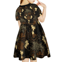 Javanese Batik Semen Kid Short Sleeve Dress Indonesian Traditional Pattern