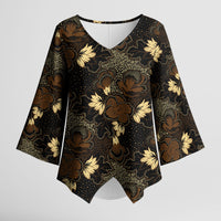 Javanese Batik Semen Kimono Sleeve Blouse Indonesian Traditional Pattern LT01 Female Black - Polynesian Pride