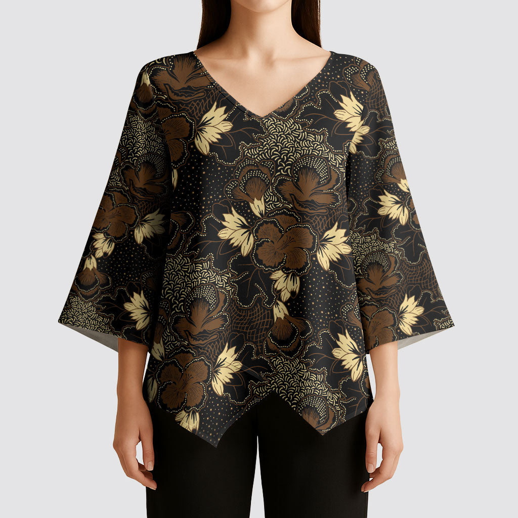Javanese Batik Semen Kimono Sleeve Blouse Indonesian Traditional Pattern LT01 - Polynesian Pride