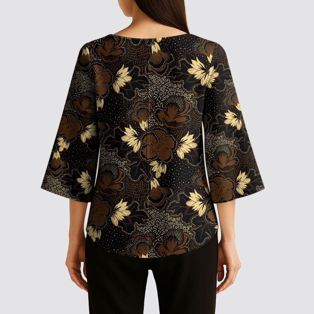 Javanese Batik Semen Kimono Sleeve Blouse Indonesian Traditional Pattern LT01 - Polynesian Pride