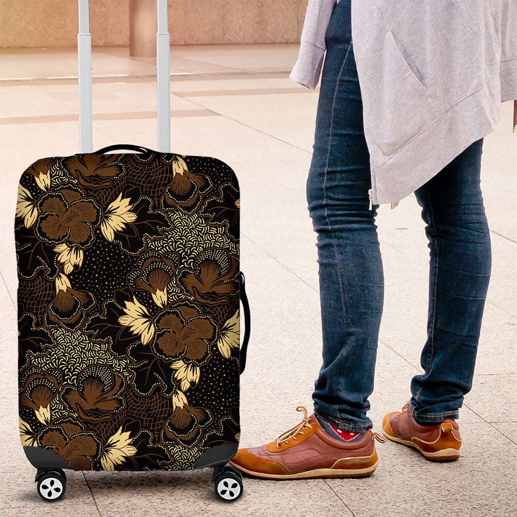 Javanese Batik Semen Luggage Cover Indonesian Traditional Pattern LT01 Black - Polynesian Pride