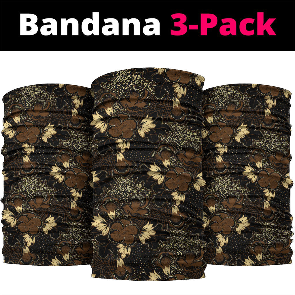 Javanese Batik Semen Neck Gaiter Indonesian Traditional Pattern LT01 package One Size: 25*50cm Black - Polynesian Pride