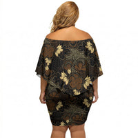 Javanese Batik Semen Off Shoulder Short Dress Indonesian Traditional Pattern LT01 - Polynesian Pride