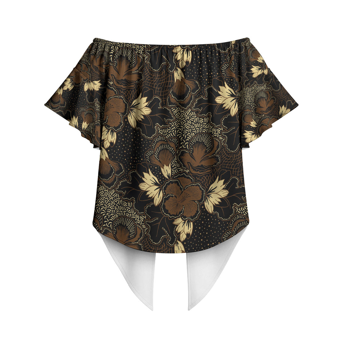Javanese Batik Semen Off Shoulder Wrap Waist Top Indonesian Traditional Pattern LT01 - Polynesian Pride