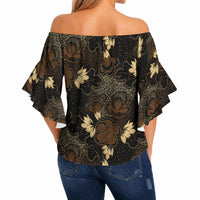 Javanese Batik Semen Off Shoulder Wrap Waist Top Indonesian Traditional Pattern LT01 - Polynesian Pride
