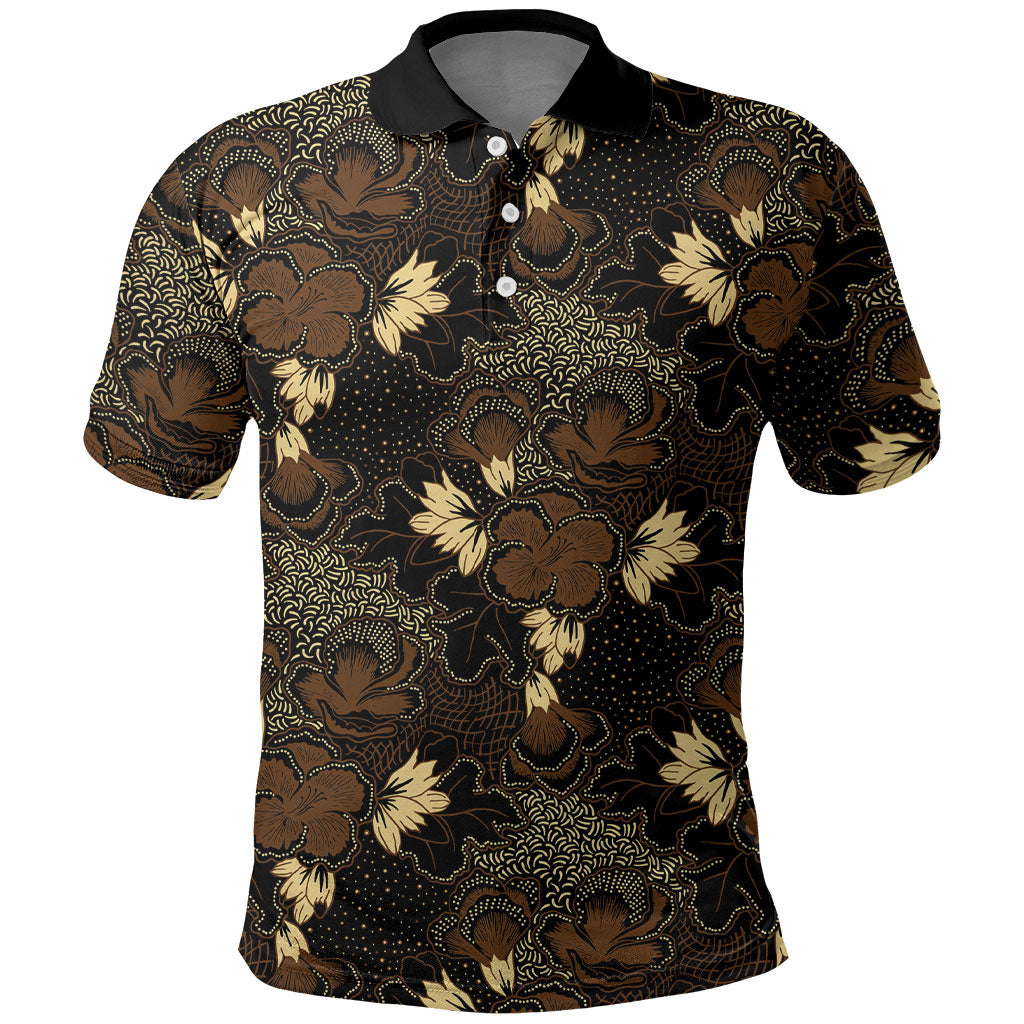 Javanese Batik Semen Polo Shirt Indonesian Traditional Pattern LT01 Black - Polynesian Pride