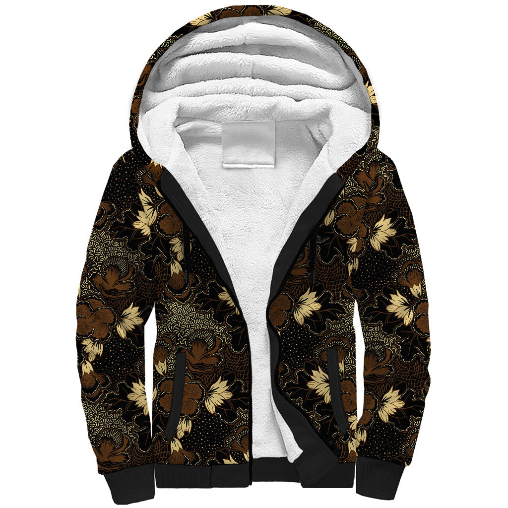 Javanese Batik Semen Sherpa Hoodie Indonesian Traditional Pattern LT01 Unisex Black - Polynesian Pride