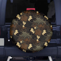 Javanese Batik Semen Spare Tire Cover Indonesian Traditional Pattern LT01 No hole Black - Polynesian Pride