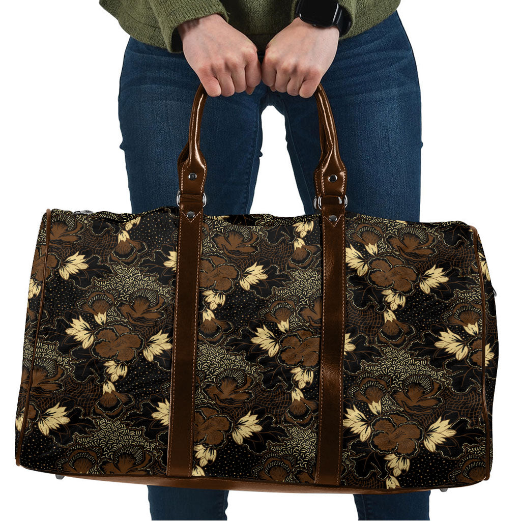 Javanese Batik Semen Travel Bag Indonesian Traditional Pattern LT01 Black - Polynesian Pride