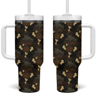 Javanese Batik Semen Tumbler With Handle Indonesian Traditional Pattern LT01 One Size: 40 oz Black - Polynesian Pride