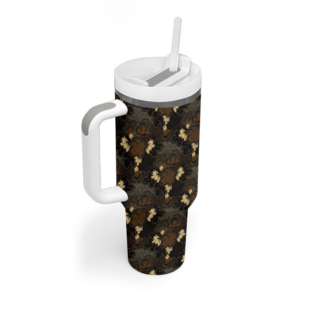 Javanese Batik Semen Tumbler With Handle Indonesian Traditional Pattern LT01 - Polynesian Pride